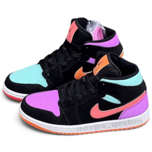 کفش کتونی نایک ایر جردن 1 ساقدار لنگه به لنگه هالوین Nike Air Jordan 1 High Mismatch مولتی کالر
