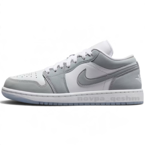 کفش کتونی زنانه نایک ایر جردن 1 لو استیل طوسی سفید 'Nike Air Jordan 1 Low 'Stealth