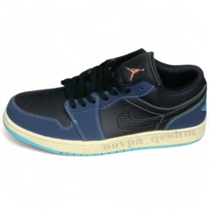 کفش کتونی نایک ایر جردن 1 مشکی سرمه ای ابسیدین پوست ماری Nike Air Jordan 1 Dark Obsidian